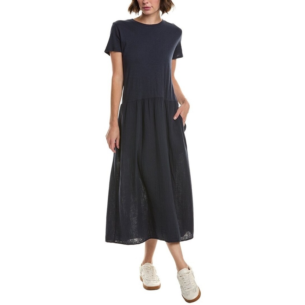 Velvet By Graham & Spencer Itza Midi Dress Women's Size XS Navy Gauze Resort